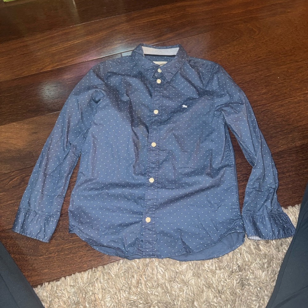 H&M Kids Navy Polka Dot Button Down Shirt